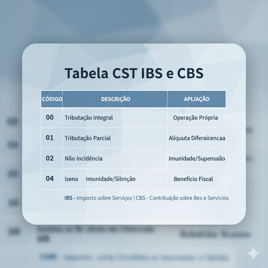 TABELA CST IBS E CBS